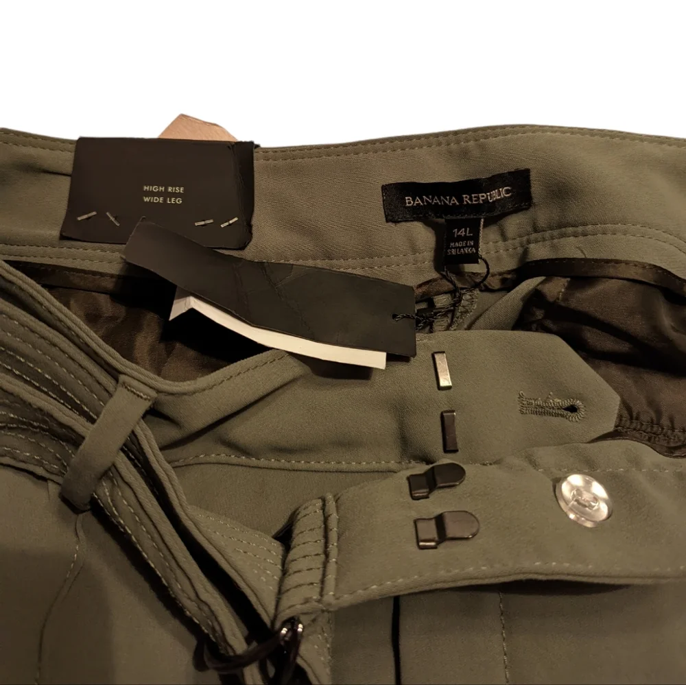 NWT Banana Republic High Rise Belted Wide Leg Trouser Pants 14 Long - Picture 7 of 13